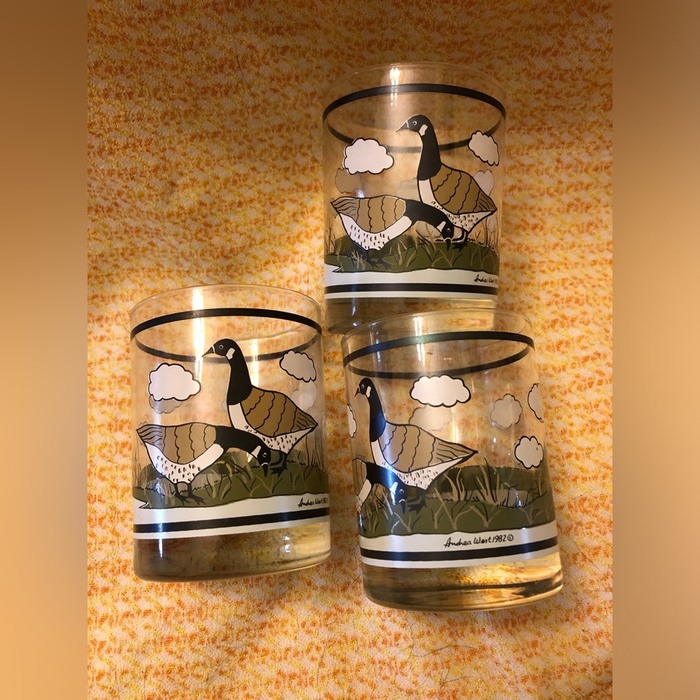 1982 Taste Setter Canadian Geese Highball Whiskey Cups Glasses Set of 3